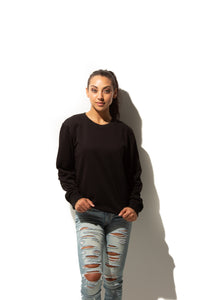 HERO-1020 Unisex Blank Crewneck Sweatshirt - Black